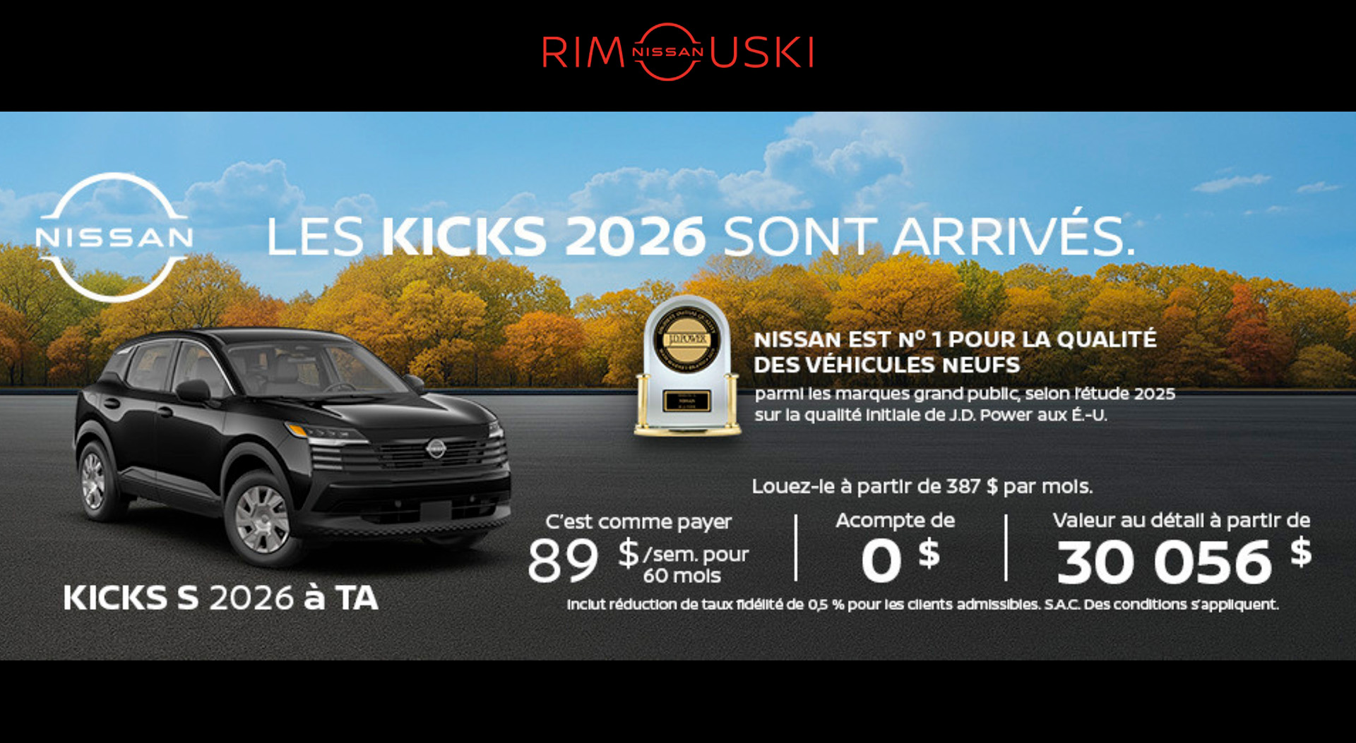 Les KICKS 2026 sont arrivés